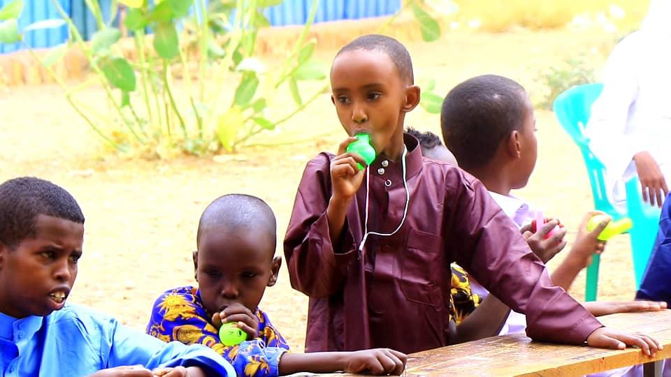 Children taking part in a school activity.